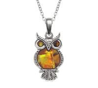 Luck Trader Collana con ciondolo a forma di gufo, gioiello in vera conchiglia di paua, regalo per lei, mamma, sorella, Natale, compleanno, festa della mamma