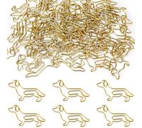 luckaide Graffette da ufficio, 50 pezzi, con motivo bassotto, oro, metallo, piccole graffette, forma di animali, segnalibri, clip di carta, graffette per cartoline, ufficio, scuola