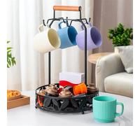 LUCKCDUO 1 supporto per tazze da caffè, vassoio per capsule di caffè, per gli amanti del caffè, organizer per piano di lavoro, ganci inclinati verso l'alto (rotondo)