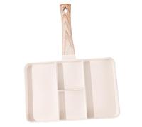 LUCKDANO 4 Sezione Divisa Grill Pan Maifan Pietra Rivestimento Non Stizio Colazione per Colazione in Alluminio per Verdure di Bistecca con Uova con Riscaldamento Uniforme (WHITE)