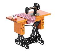 LUCKDANO Accessori per la Casa delle Bambole 1/12 Macchina da Cucire in Legno in Miniatura per Casa delle Bambole - Accessorio per Mobili Squisiti per la delle - Include Tessuto, Forbici e Filo