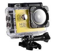 LUCKDANO Action Camera Videocamera Mini DV a 7 Colori 1080P HD Schermo da 2,0 Pollici con Custodia Supporto per Bici per la Registrazione Subacquea di Sport Ciclistici (YELLOW)