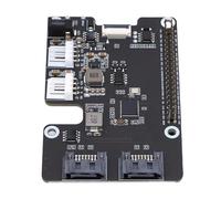 LUCKDANO Adattatore PCIe a 2 PCIe a 2 Serial ATA per Rasp Pi 5 - Doppie Porte Serial ATA 3.0 con Indicatori LED e EEPROM HAT + Scheda di Espansione