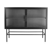 LUCKDANO Consolle Moderna con Doppia in Vetro Temperato - Ripiano Regolabile e Design Antiribaltamento - Eleganti ante in Vetro Scanalato - Credenza da Antipolvere - Finitura Verde Chiaro (BLACK)
