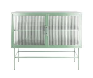 LUCKDANO Consolle Moderna con Doppia in Vetro Temperato - Ripiano Regolabile e Design Antiribaltamento - Eleganti ante in Vetro Scanalato - Credenza da Antipolvere - Finitura Verde Chiaro (verde