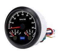 LUCKDANO Contagiri 3 in 1 3 in 1 da 85 Mm, da 9 a 32 V, 8.000 Giri/min, Livello Carburante e Indicatore di Tensione con Retroilluminazione a 7 Colori per, Yacht, Camion - Quadrante Bianco, Cornice
