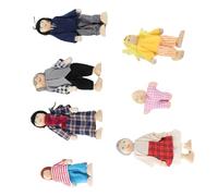 LUCKDANO Figure di Bambole Familiari Set di Giocattoli per Persone in Miniatura in Pino - Accessorio Educativo per Casa delle Bambole per Bambini, Corpo Morbido e Arti Flessibili, Sicuro e Durevole,