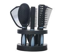 LUCKDANO Il Set di Spazzole e Specchietti Professionali Healthcom 5PCS Comprende un Pettine Piatto, una Spazzola Rotonda, un Pettine per Massaggio e un per Il balsamo. Adatto a Tutte le (BLUE)