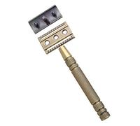 LUCKDANO Kit Barba per Rasoio in Metallo - Rasoio di Sicurezza a Doppia Lama con Supporto per Uomo e Donna - Strumento Manuale per la Rimozione di Barba e Baffi Struttura in Metallo Resistente