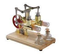 LUCKDANO Kit Motore Stirling, Modello di Ad Aria Calda a Doppio Cilindro con Luce LED e in Metallo, Giocattolo Educativo Fai da Te per Esperimenti Scientifici Adulti Bambini (GOLD)