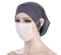 LUCKDANO Maestro Musulmano con per il Viso e Cuffie Accesso a una Taglia Adatta Alla Maggior Parte del Tappo Turbante in Poliestere Elastico 58 Cm per Donne Comodi Traspirabili (grey)