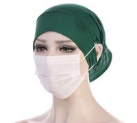 LUCKDANO Maestro Musulmano con per il Viso e Cuffie Accesso a una Taglia Adatta Alla Maggior Parte del Tappo Turbante in Poliestere Elastico 58 Cm per Donne Comodi Traspirabili (green)