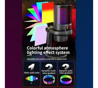 LUCKDANO Microfono USB RGB con Treppiede | Monitoraggio in Tempo Reale | Collega e Usa | Controllo Guadagno Volume | Perfetto per Giochi, Riunioni, Streaming Live e Registrazione | Compatibile con