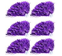 LUCKDANO Pompon Grigio Cheerleader Cheerleader Pom Poms Set 6 Pezzi Pet Argento Accessori per Allegria per Eventi Sportivi Feste Squad (Purple)