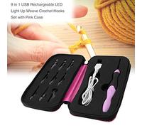 LUCKDANO Questo Set di Uncinetti Ricaricabili 9 in 1 Illuminati a LED Include 9 Teste di Uncini Intercambiabili Adatte da 2,5 Mm a 6,5 Mm. La Portatile Ed Elegante Mantiene le Cose Organizzate