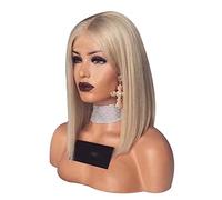 LUCKDANO Taglio di Capelli Bob per Donne e Signore - Parrucca Piena Bionda Capelli Corti e Lisci - Fibra Sintetica Resistente Al Calore Alle Alte Temperature Adatto per Feste, Halloween e Uso