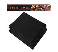 LUCKDANO Tappetini per Barbecue Riutilizzabili da 5 Pezzi Tappetino Antiaderente per Barbecue a Gas, Carbone Ed Elettrici - Perfetto per Pollo, Costolette, Verdure e Pizza - Tappetini Neri 40x33 Cm