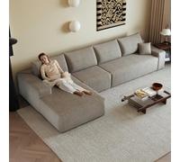luckdect Divano angolare modulare, 340 cm, 4 posti, con Meridiana, Velluto a Coste, Seduta Profonda per Soggiorno, Consegnato compresso (Merdiana a Sinistra)