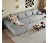 luckdect Divano angolare modulare, 340 cm, 4 posti, con Meridiana, Velluto a Coste, Seduta Profonda per Soggiorno, Consegnato compresso (Merdiana a Sinistra)