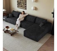 luckdect Divano angolare modulare, 340 cm, 4 posti, con Meridiana, Velluto a Coste, Seduta Profonda per Soggiorno, Consegnato compresso (Merdiana a Destra)