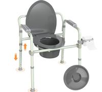Luckfaith Comodo Alzatoio con Secchio Rimovibile, Altezza Regolabile - Struttura del Sedile Durevole, Portata 180 kg, Aiuto Igienico Portatile per Anziani e Adulti Disabili - Pieghevole, Robusto