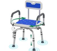 Luckfaith LC04 Sedia da Doccia Girevole 360° - Sedia Doccia Regolabile con Schienale e Braccioli Ribaltabili, Sgabello Doccia Antiscivolo in Alluminio per Anziani e Disabili