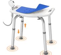 Luckfaith LC06 Sgabello Doccia con Altezza Regolabile a 6 Livelli - Sgabello Bagno Leggero con Seduta Curva, Sedile Doccia Antiscivolo per Anziani, Disabili e Donne in Gravidanza, Blu