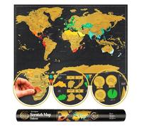 Luckies of London - Scratch Map Deluxe Edition - Mappa del mondo da grattare, poster mappamondo dettagliato con capitali, stati, città