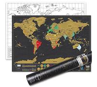 Luckies of London Scratch Map Deluxe Travel Edition - Mappa del mondo da grattare con tubo di trasporto - Poster decorativo colorato - - Nero/Oro
