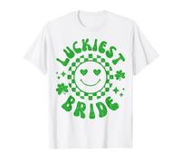 Luckiest Bride | Let's Get Lucked Up Bachelorette Retro Smile Maglietta
