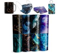 LUCKIGUCK Infusible Transfer Ink Sheets - Set di 8 fogli di inchiostro a trasferimento non fusibili, 11,5 x 30,5 cm, colore e motivo (marmo 1)