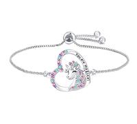 Luckilemon Braccialetto magico con ciondolo a forma di unicorno per ragazze, con ciondolo a forma di cuore, regalo per ragazze, compleanno, Natale