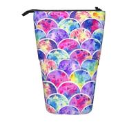 Luckily&Day Bellissima borsa retrattile verticale con stampa arcobaleno sirena, borsa pop-up unica per trucco da ufficio, Nero, One Size, Telescopi