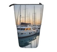 Luckily&Day Borsa retrattile verticale con stampa di yacht da golf, borsa pop up unica per trucco da ufficio, Nero, One Size, Telescopi