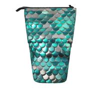 Luckily&Day Borsa verticale retrattile con stampa a squame di sirena, borsa pop-up unica per trucco da ufficio, Nero, One Size, Telescopi