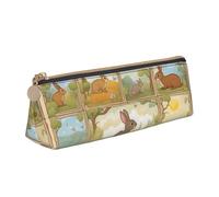 Luckily&Day Cartoon Cute Animals Coniglio Stampa Personalizzato Triangolare Pouch Elegante Pelle Cosmetici Organizzatore Compact Zipper Pouch Bianco, Taglia Unica, Elegante, Bianco, One Size, Design