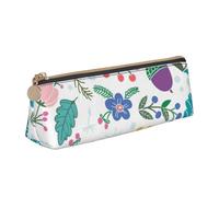 Luckily&Day Colorato Doodle Fiori Stampa Personalizzato Triangolare Sacchetto Elegante In Pelle Cosmetico Organizzatore Compact Zipper Pouch, Bianco, One Size, Design elegante