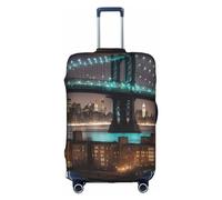 Luckily&Day Copertura elastica per bagagli da viaggio notturna con ponte di New York (per 45,7-81,3 cm), Bianco, Small