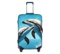 Luckily&Day Copertura elastica per valigie da viaggio con delfini innamorati (per 45,7-81,3 cm), Bianco, Large