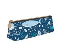 Luckily&Day Cute Blue Fish Print personalizzato triangolare Pouch Unique Leather Cosmetic Organizer Compact Zipper Pouch White, One Size, Stylish, Bianco, One Size, Design elegante