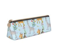 Luckily&Day Cute Giraffe Fiori Stampa Personalizzato Triangolare Sacchetto Elegante In Pelle Cosmetico Organizzatore Compact Zipper Pouch, Bianco, One Size, Design elegante