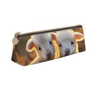 Luckily&Day Cute Sheep Lamb Stampa Personalizzata Triangolare Pouch Elegante Pelle Cosmetici Organizer Compact Zipper Pouch Bianco, Taglia Unica, Elegante, Bianco, One Size, Design elegante