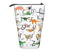 Luckily&Day Elegante borsa verticale retrattile con stampa di dinosauri con lettere dell'alfabeto, borsa pop-up unica per trucco da ufficio, Nero, One Size, Telescopi