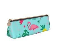 Luckily&Day Fenicottero Gelato Frutta Stampa Personalizzata Triangolare Sacchetto Elegante In Pelle Cosmetico Organizer Compact Zipper Pouch, Bianco, One Size, Design elegante