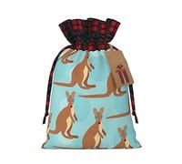 Luckily&Day Funny for Kangaroo Zoo Print Christmas Drawstring Gift Bag for Party Festival Divertente borsa di tela riutilizzabile, 1 pezzo, Nero, Medium