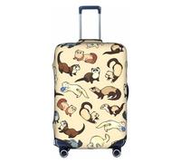 Luckily&Day Hairy Ferret Print Travel Luggage Cover (per 45,7 - 81,3 cm) elastica per valigie, Bianco, X-Large
