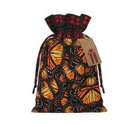 Luckily&Day Heaps of Orange Monarch Butterflies stampa Natale coulisse sacchetto regalo per feste festival divertente borsa di tela riutilizzabile, 1 pezzo, medio