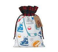 Luckily&Day Hockey Elements - Sacchetto regalo di Natale con coulisse, stampa creativa, per feste, festival, divertente, riutilizzabile, 1 pezzo piccolo