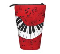 Luckily&Day Pochette verticale retrattile con stampa note musicali e pianoforte, borsa pop up unica per trucco da ufficio, Nero, One Size, Telescopi
