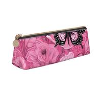 Luckily&Day Red Butterfly Stampa Senza Cuciture Personalizzato Triangolare Sacchetto Elegante In Pelle Cosmetici Organizzatore Compact Zipper Pouch Bianco, Taglia Unica, Elegante, Bianco, One Size,